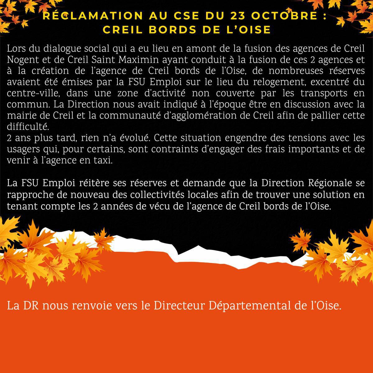 Réclamations au CSE d'Octobre 2025