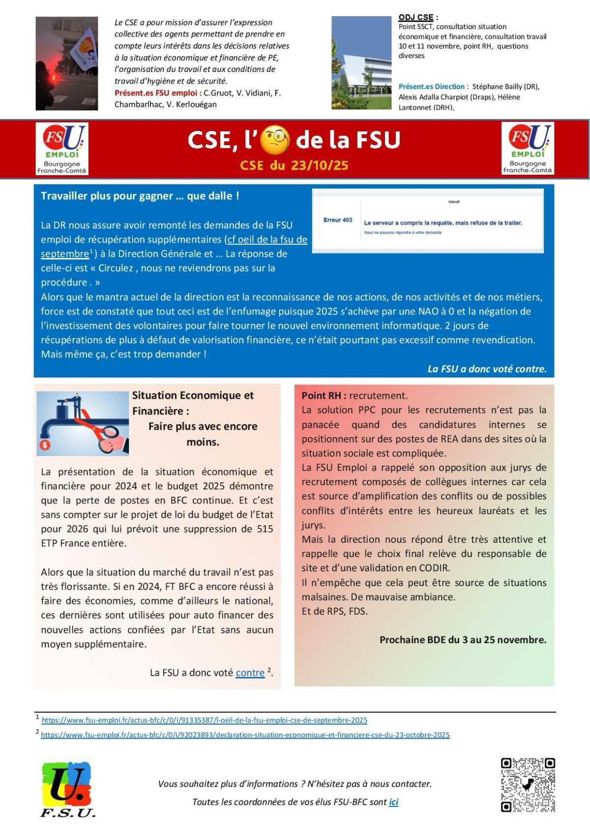 L'oeil de la FSU - CSE octobre 2025 L'oeil de la FSU - CSE octobre 2025