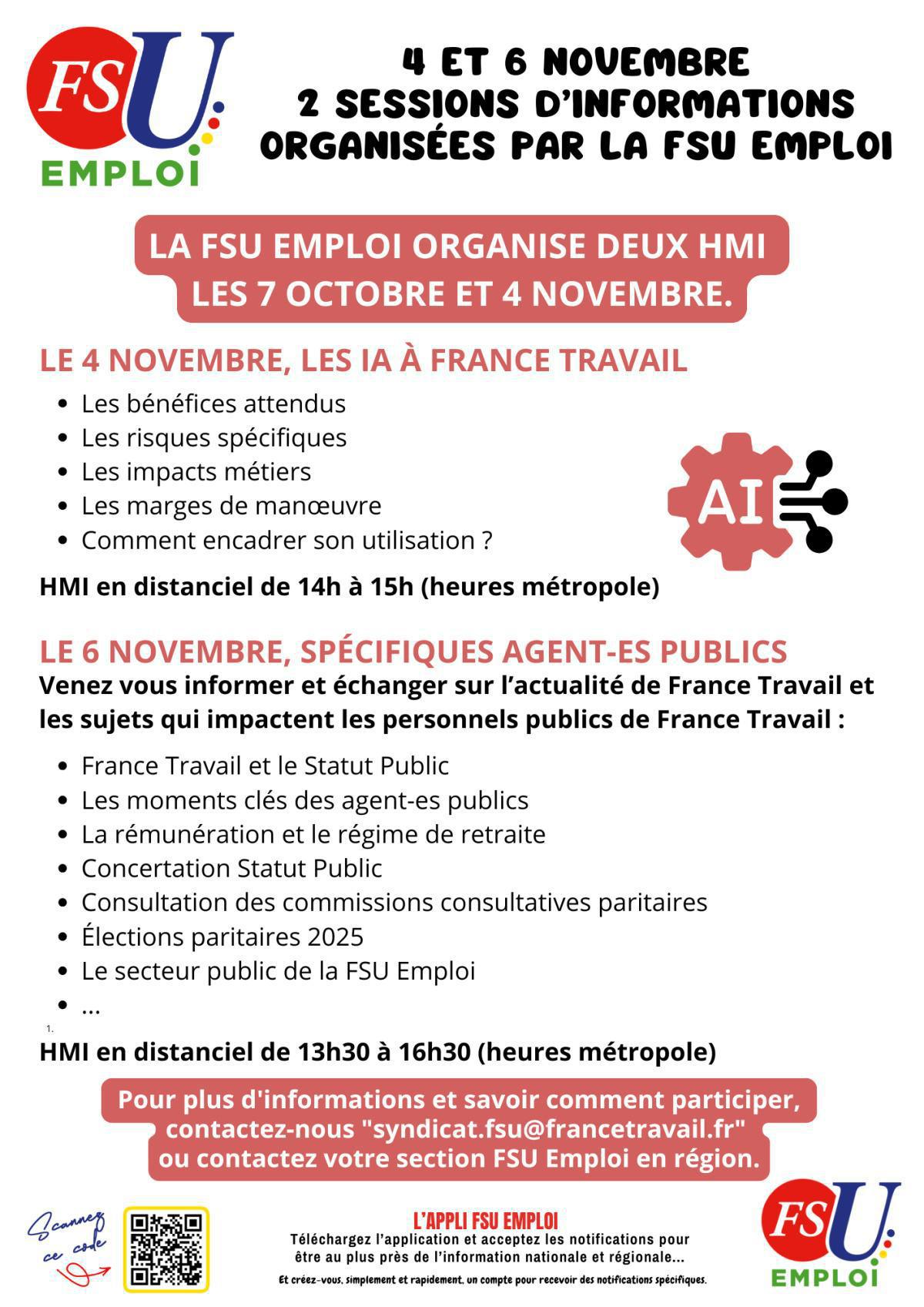 Les prochaines HMI de la FSU Emploi