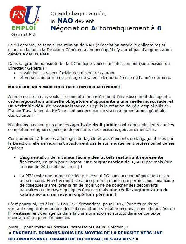 Déclaration FSU GE NAO 