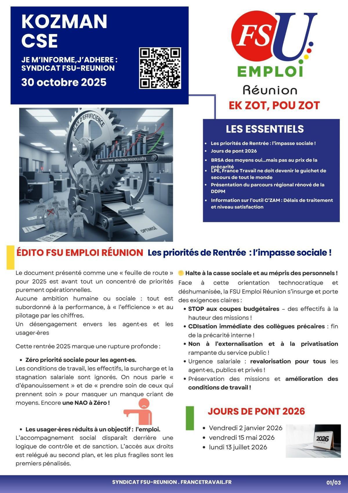 Kozman CSE du 30 octobre 2025 Kozman CSE du 30 octobre 2025