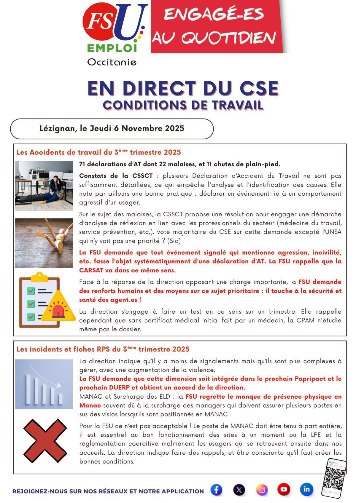 En Direct du CSE - Conditions de travail 6 Novembre 2025