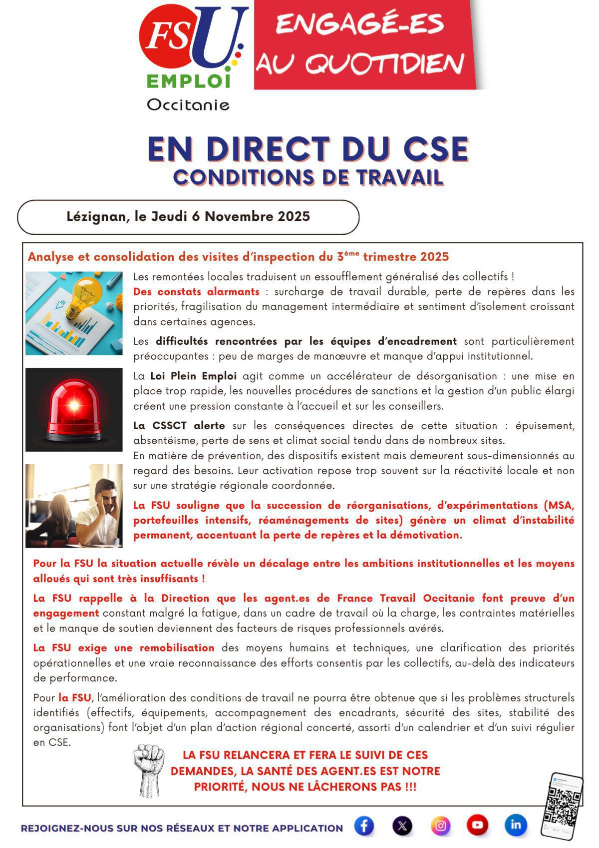 En Direct du CSE - Conditions de travail 6 Novembre 2025