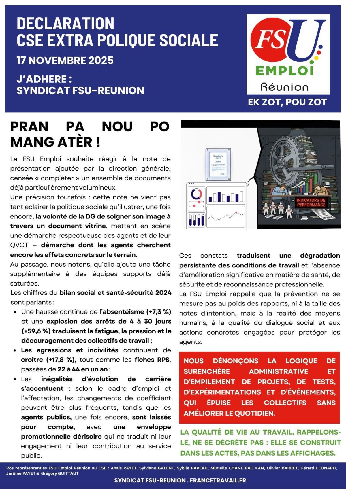 CSE extra sur la politique sociale du 17 novembre 2025