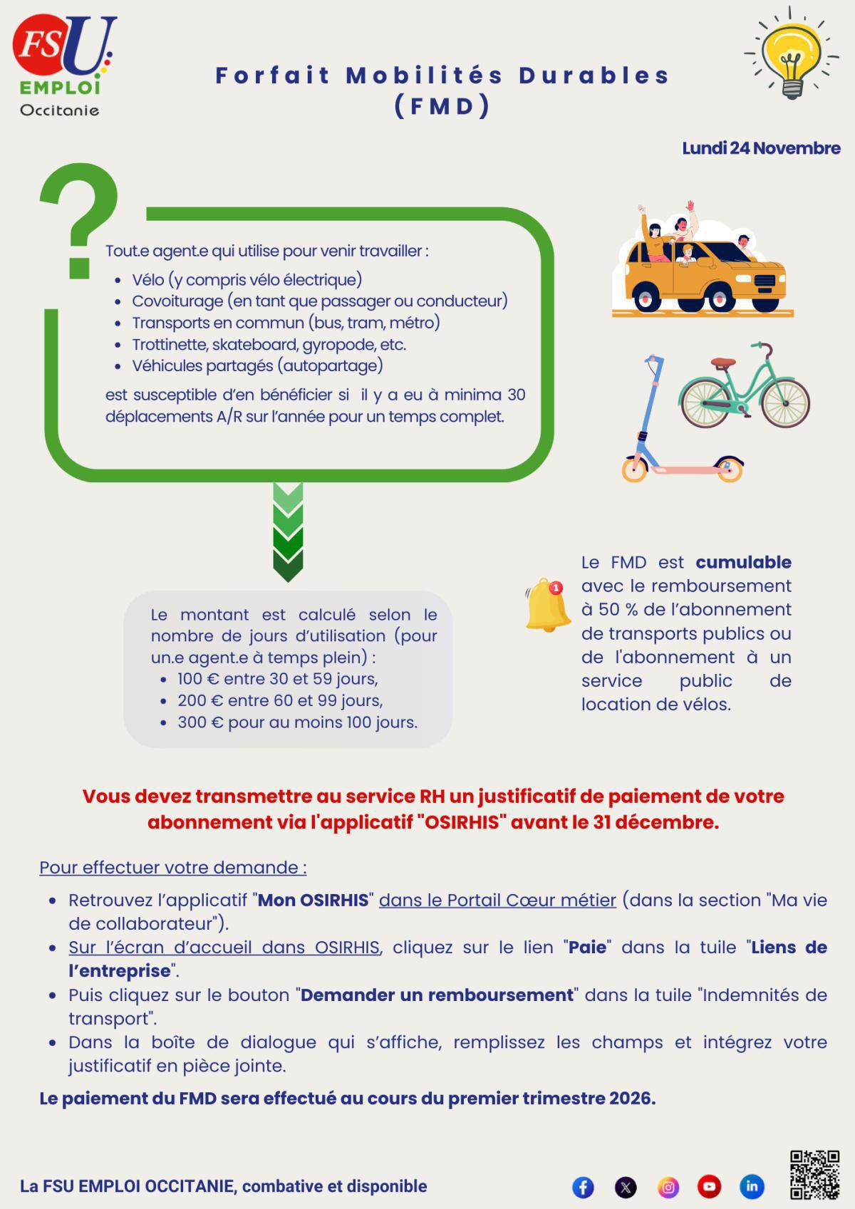 FSU.tile FDM - Forfait Mobilités Durables