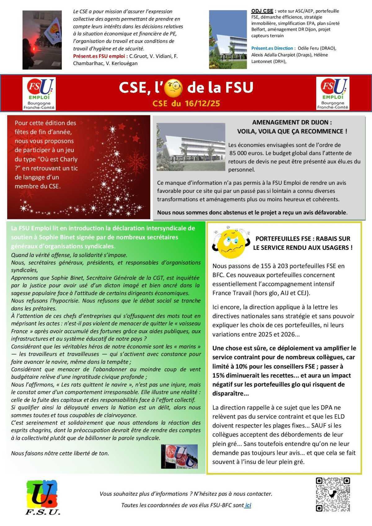 L'oeil de la FSU - CSE décembre 2025 