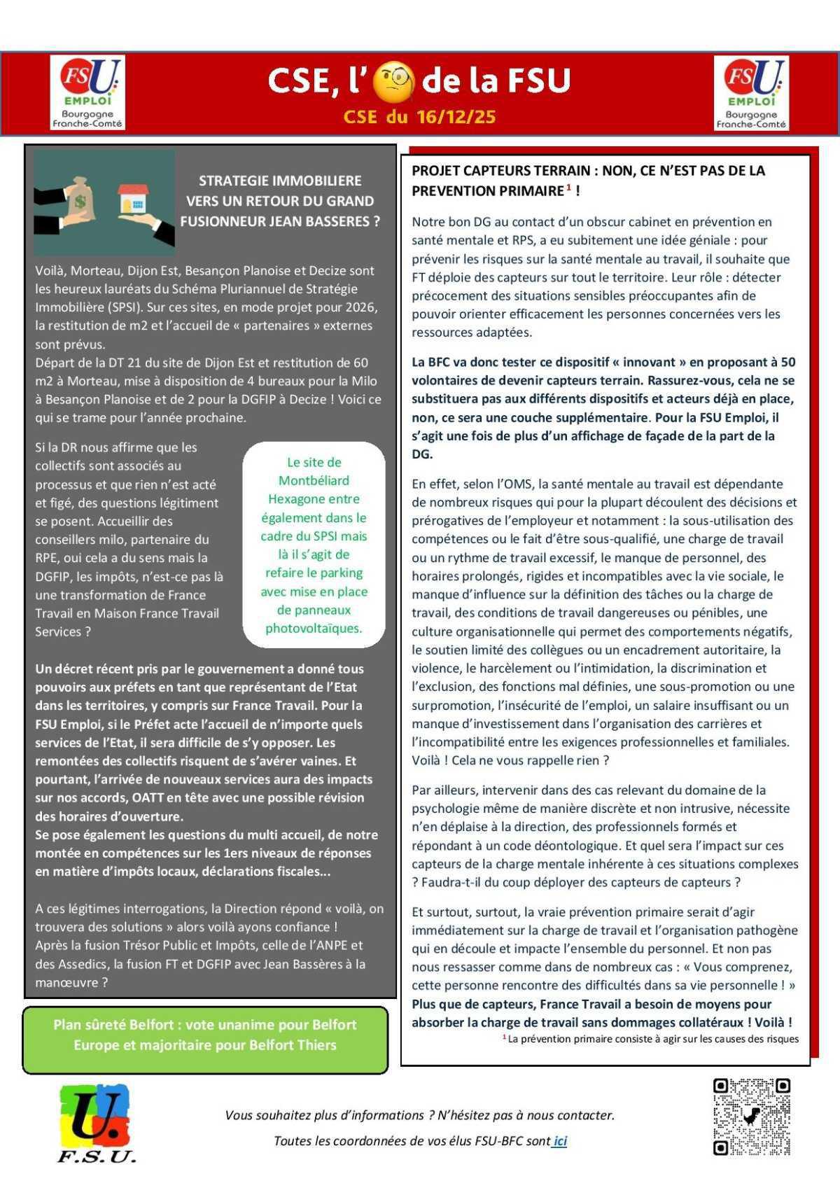 L'oeil de la FSU - CSE décembre 2025 L'oeil de la FSU - CSE décembre 2025