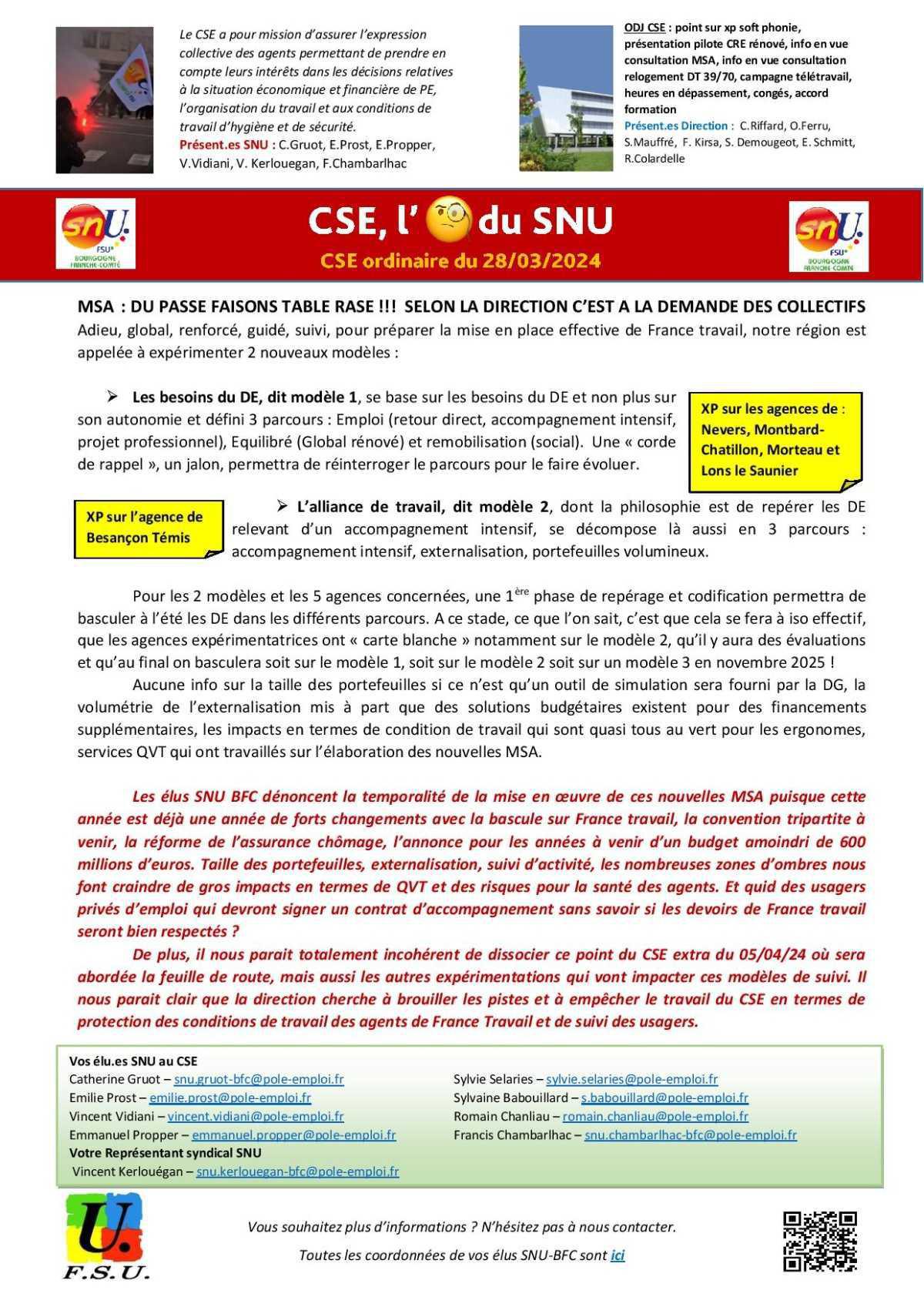 L'oeil de la FSU - CSE Mars 2024 L'oeil de la FSU - CSE Mars 2024
