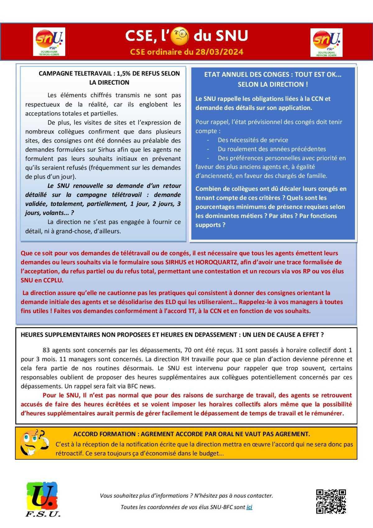 L'oeil de la FSU - CSE Mars 2024