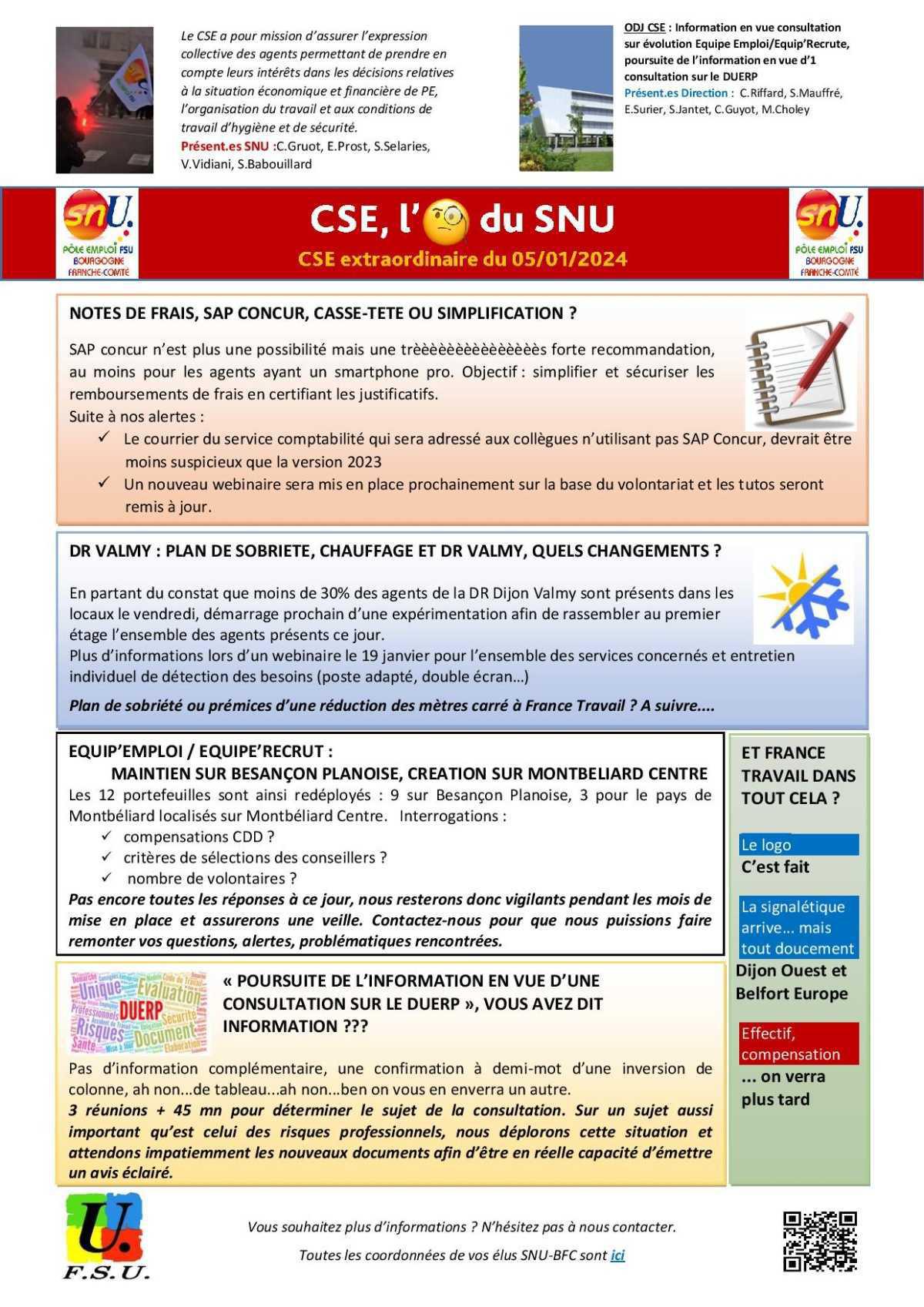 L'oeil de la FSU - CSE extra de janvier 2024