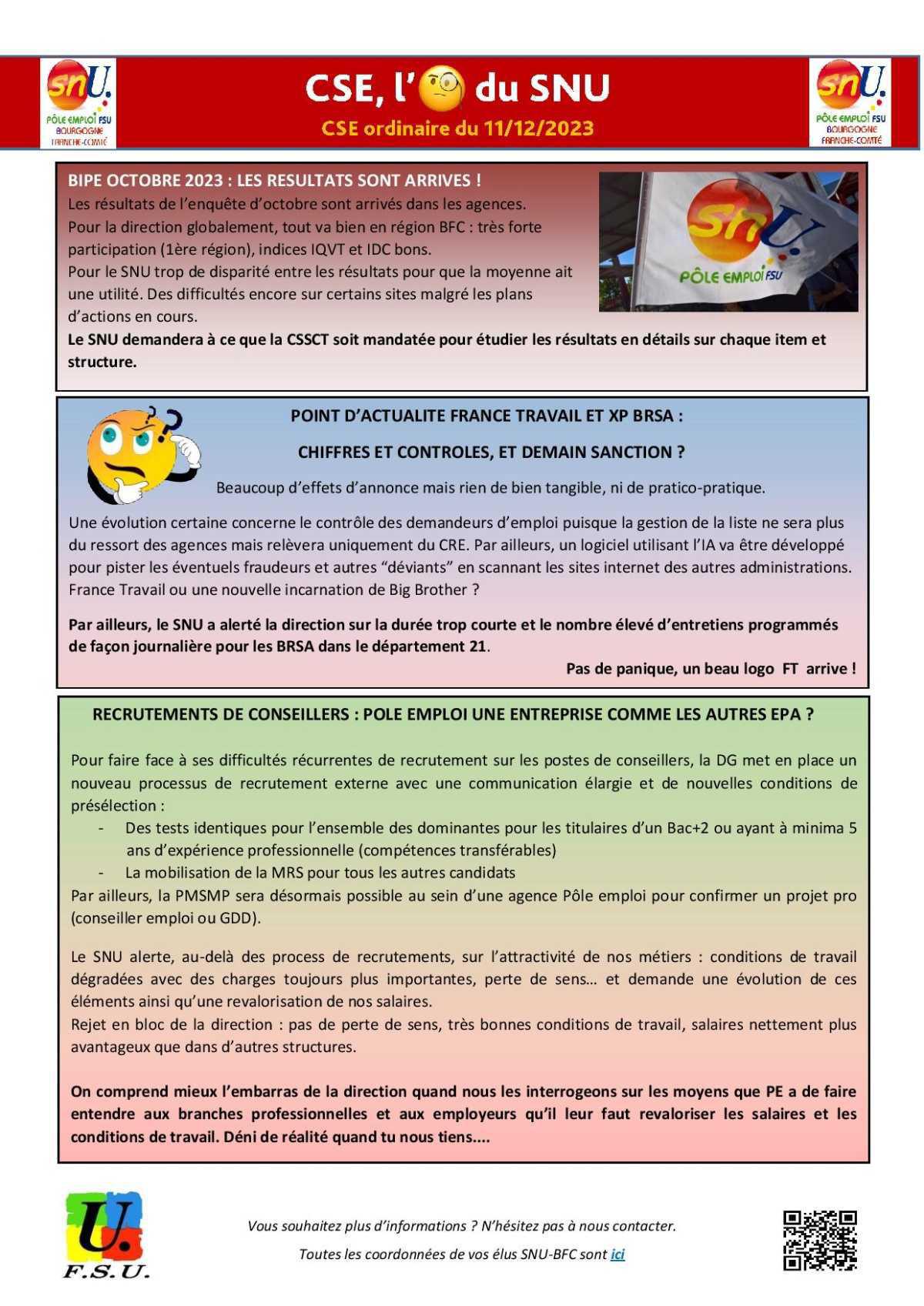l'oeil de la FSU - CSE Décembre 2023 