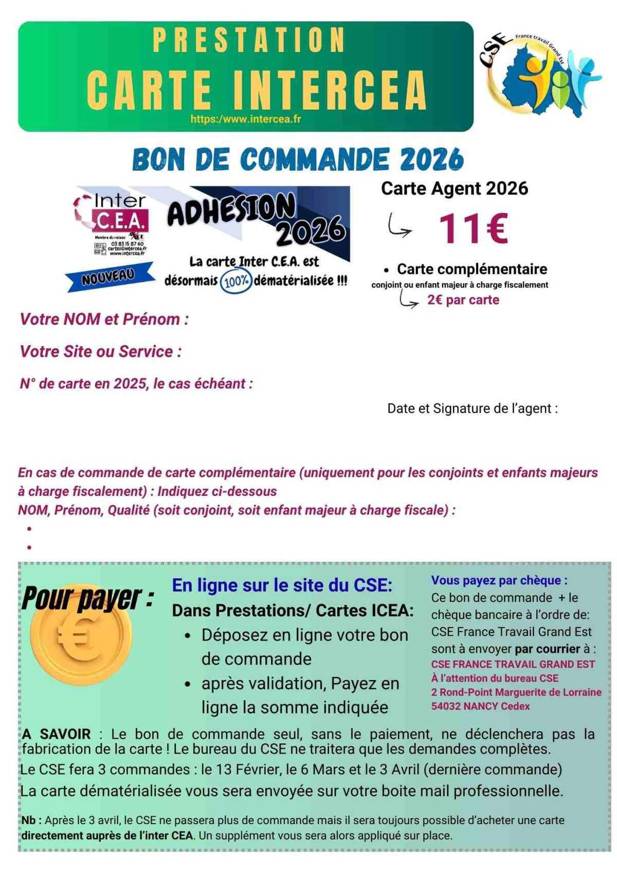 ASC Prestation CARTE INTERCEA 2026
