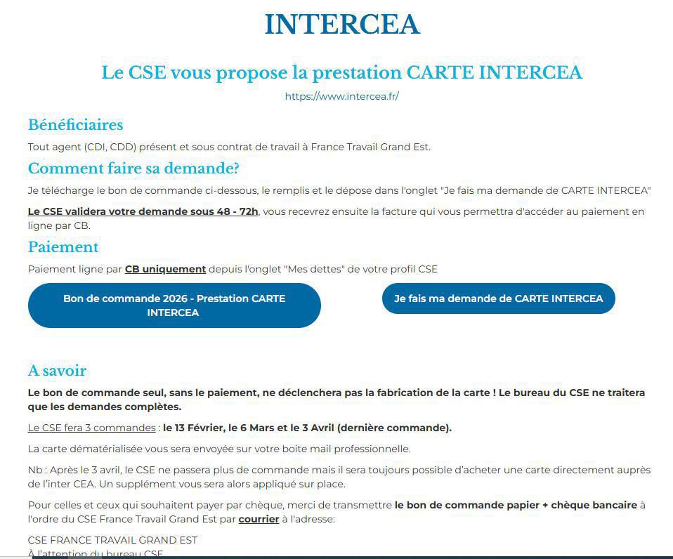 ASC Prestation CARTE INTERCEA 2026