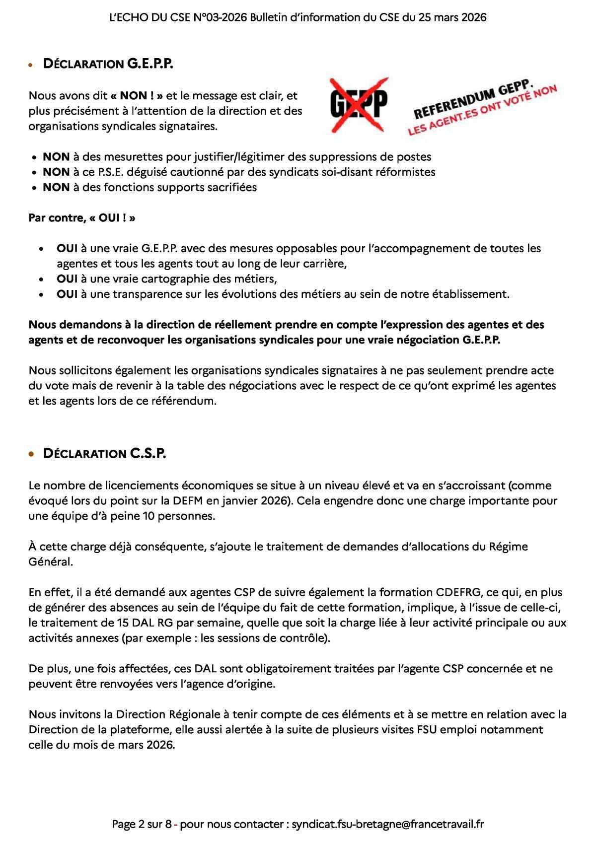 Echo du CSE Bretagne · N°03-2026