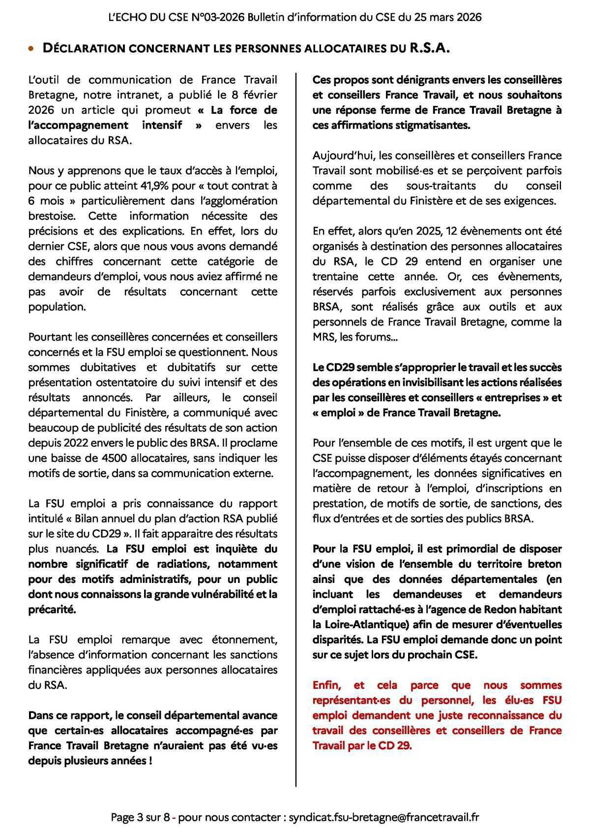 Echo du CSE Bretagne · N°03-2026