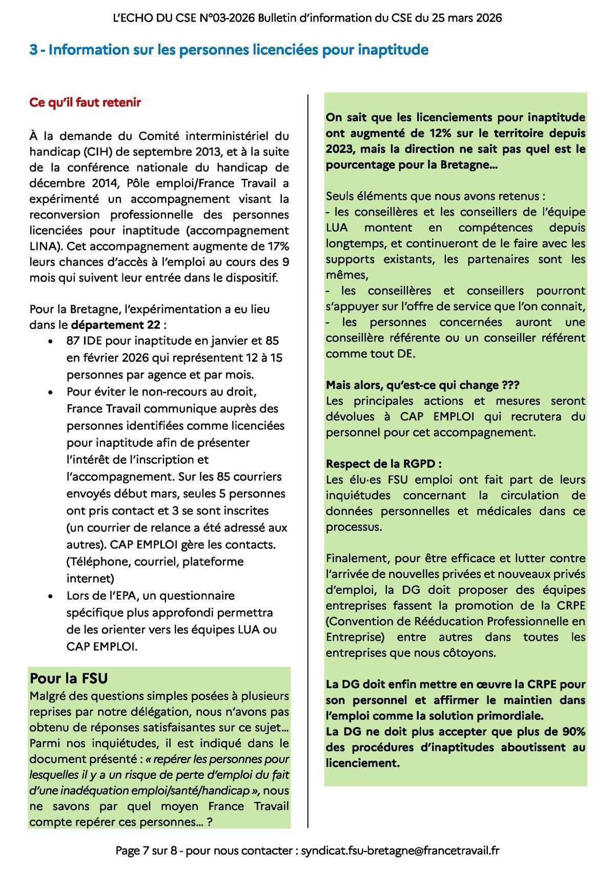 Echo du CSE Bretagne · N°03-2026