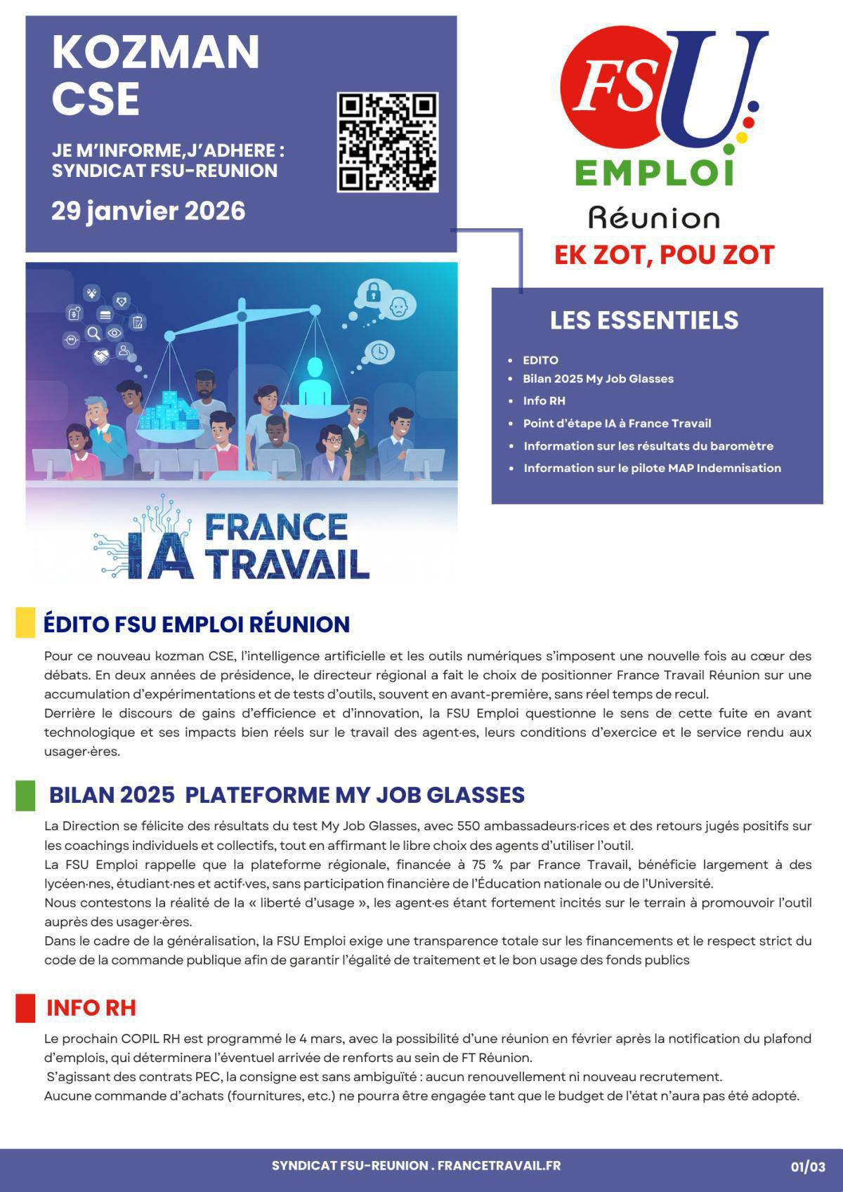 Kozman CSE du 29 janvier 2026 Kozman CSE du 29 janvier 2026