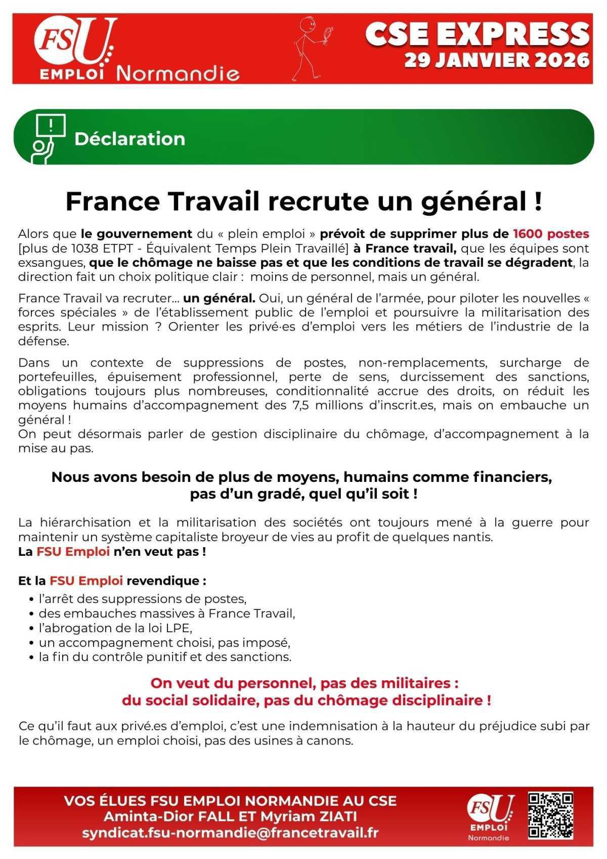 CSE Express du 29 janvier 2026