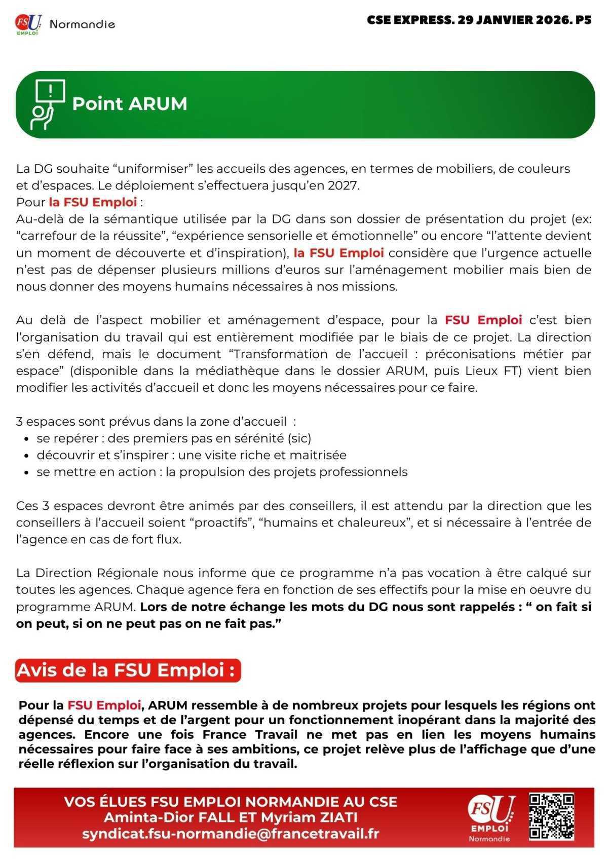 CSE Express du 29 janvier 2026