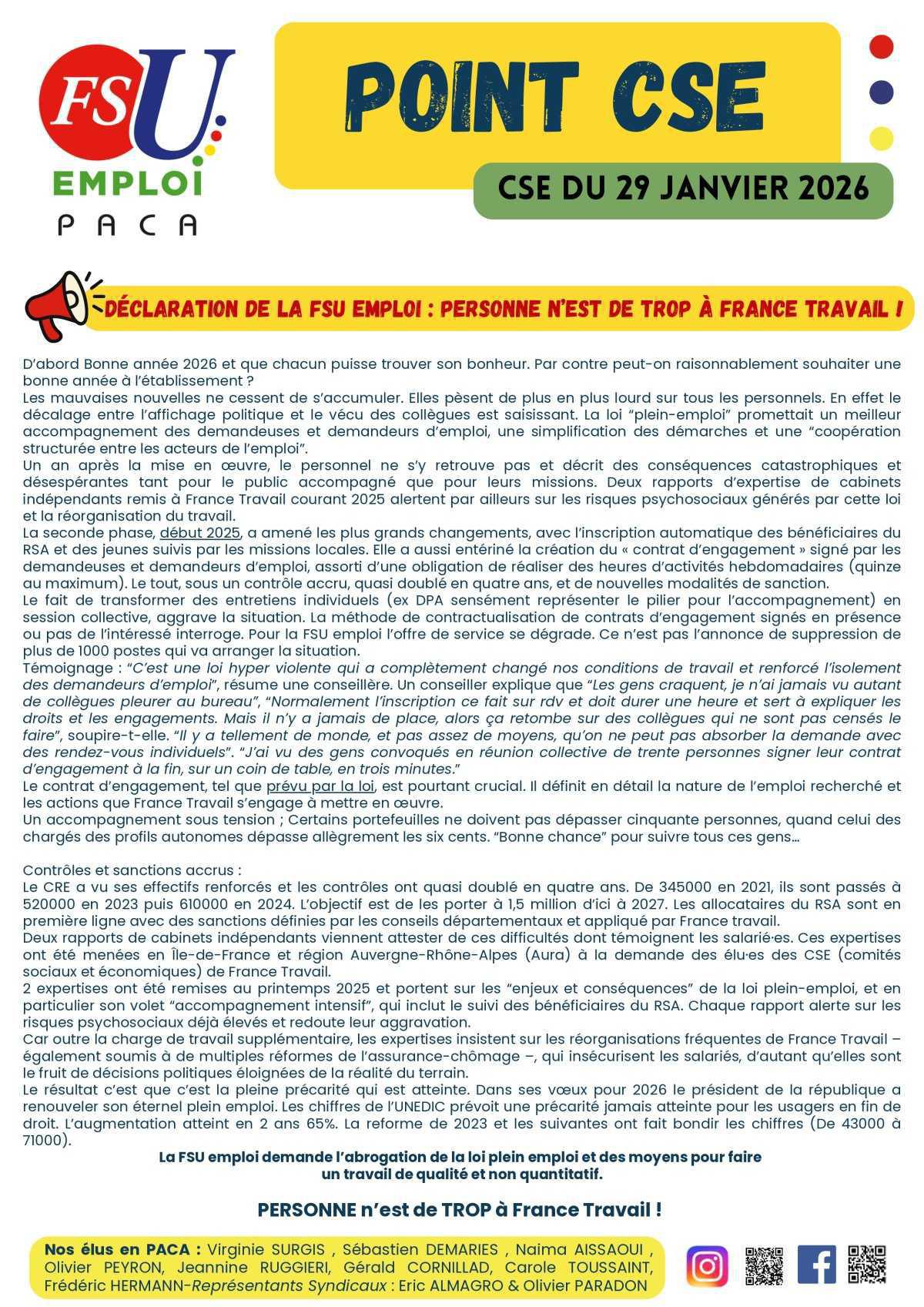 Point CSE - Janvier 2026