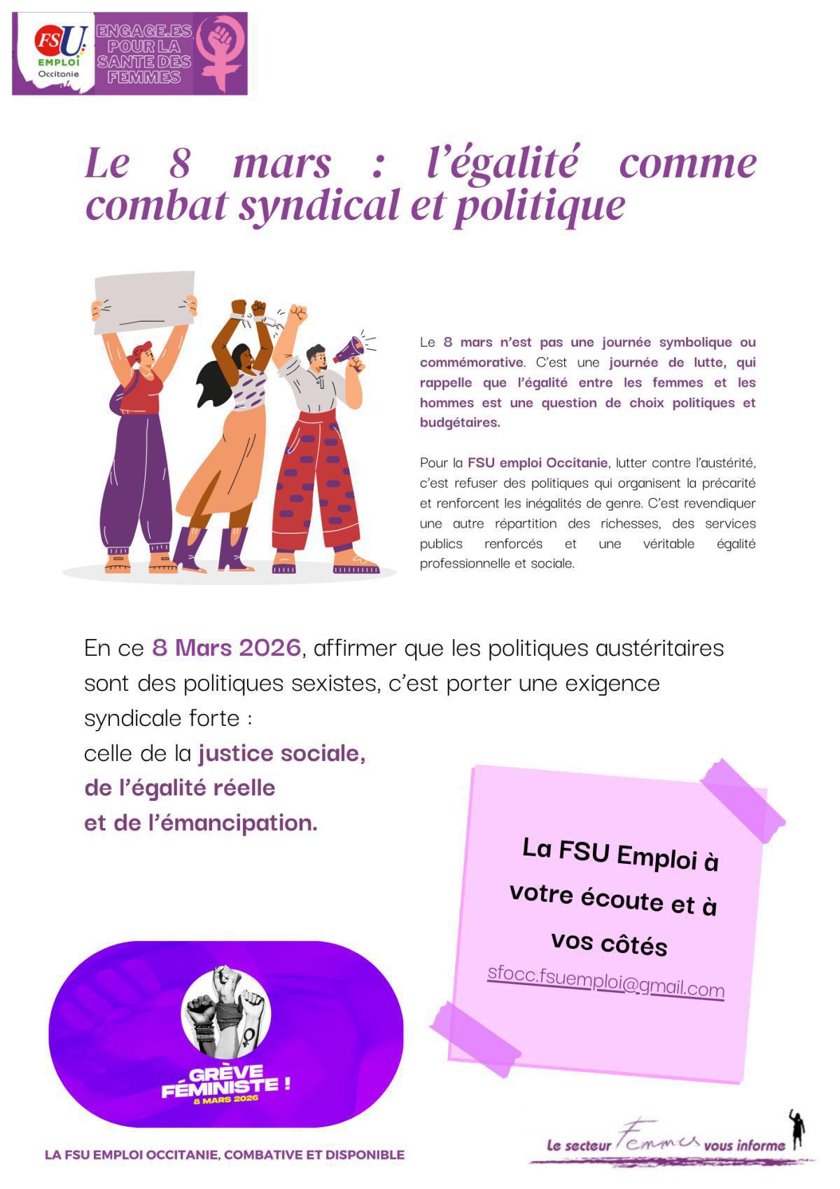 Secteur Femmes : Dossier spécial 2026 "Budgets austéritaires = budgets sexistes" 