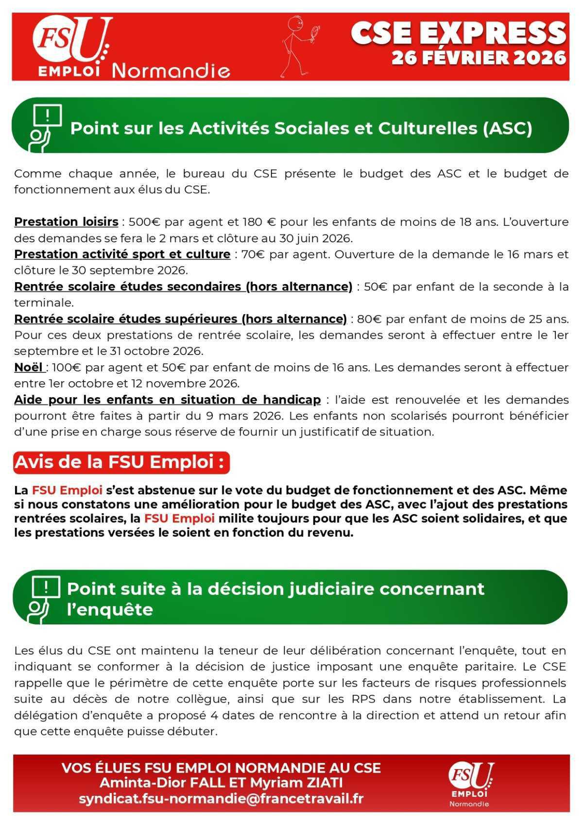 CSE Express du 26 février 2026