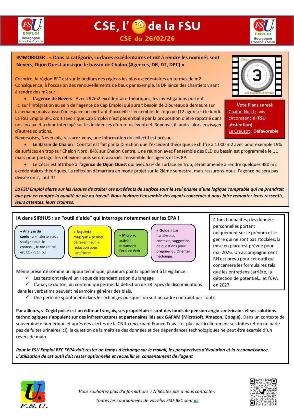 L'oeil de la FSU - CSE de février L'oeil de la FSU - CSE de février