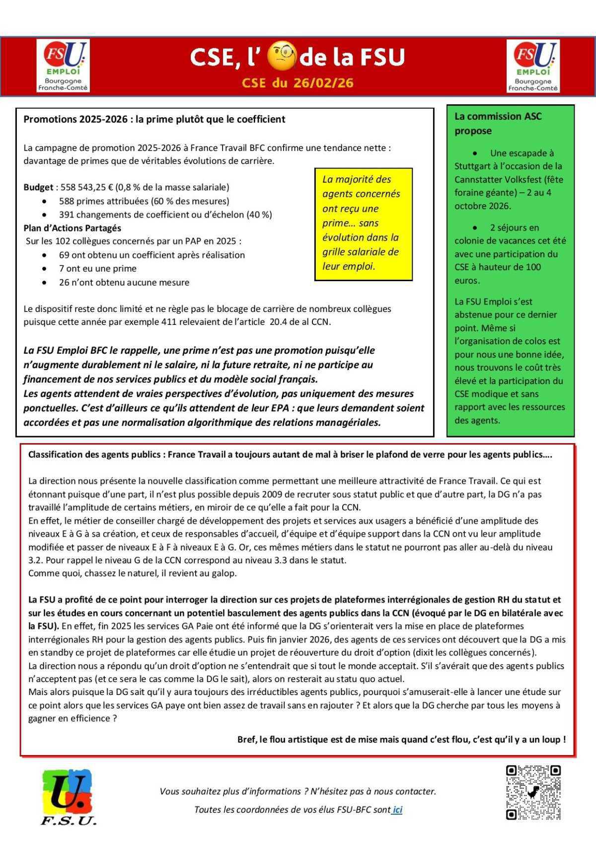 L'oeil de la FSU - CSE de février L'oeil de la FSU - CSE de février