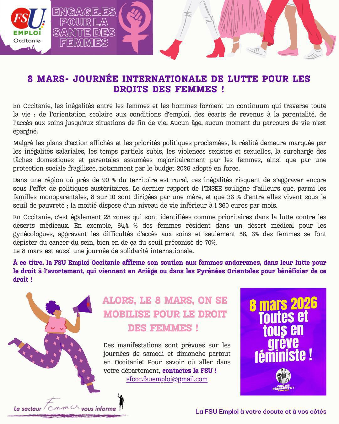 Le 8 Mars, on se mobilise pour le droit des femmes ! 