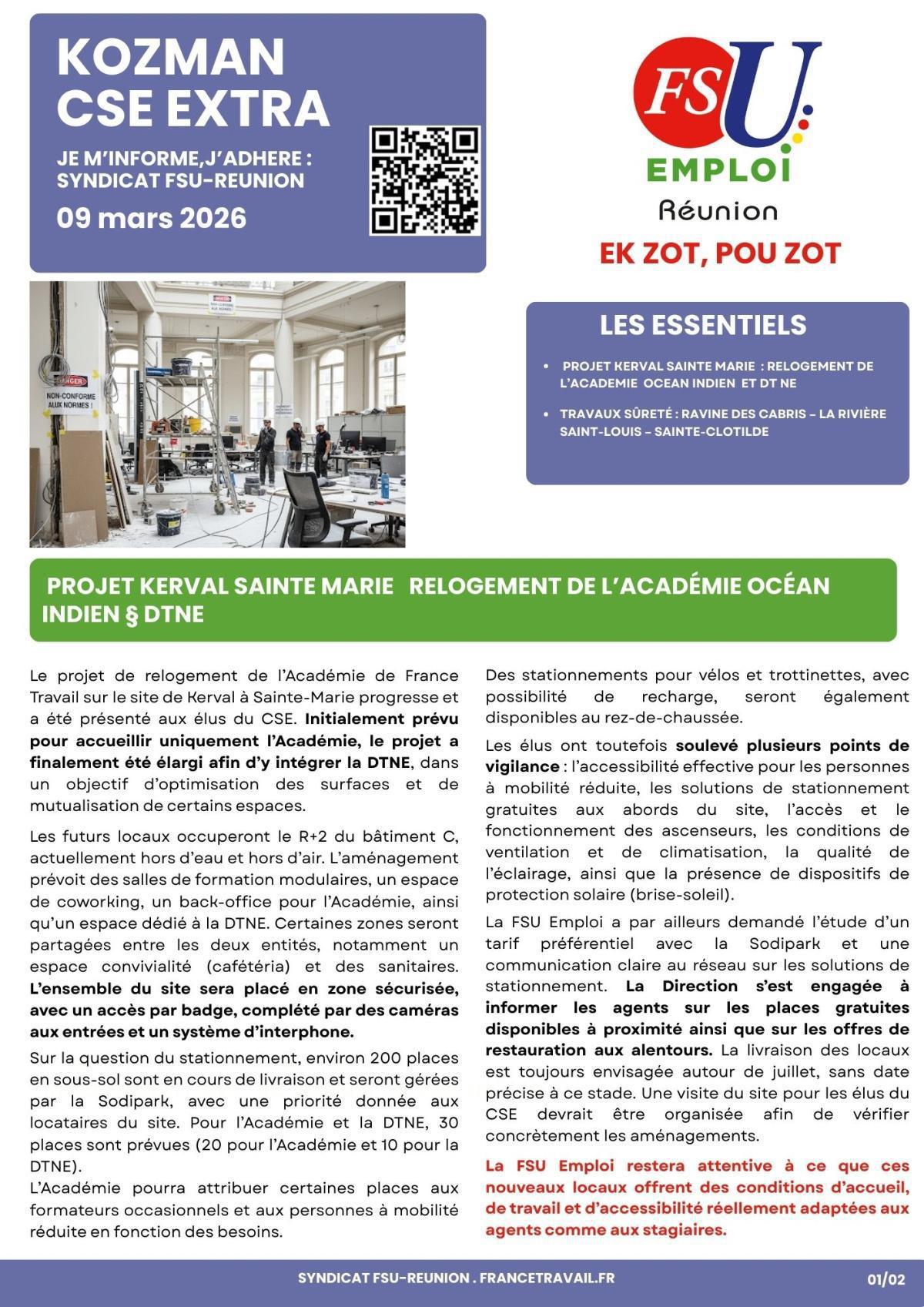 Kozman CSE Extra du 9 mars 2026 