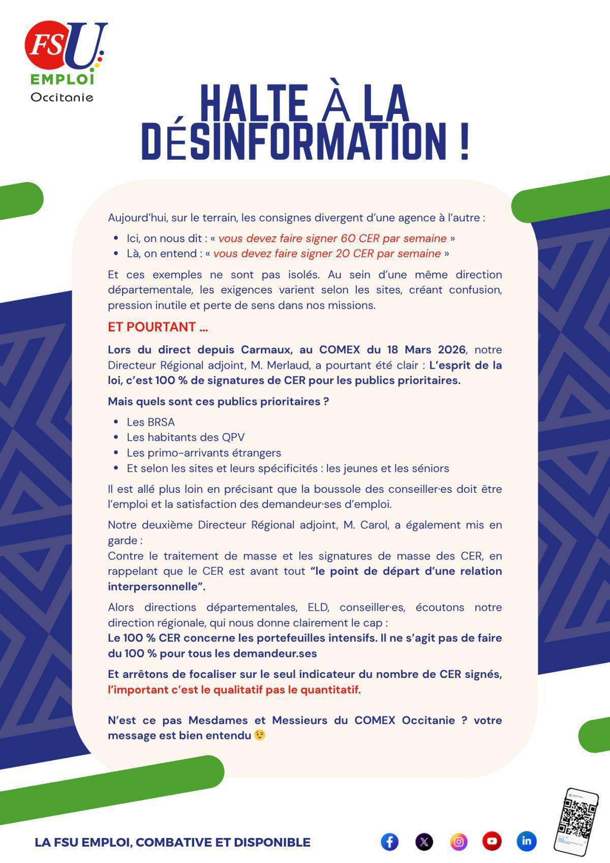 CER : Halte à la désinformation