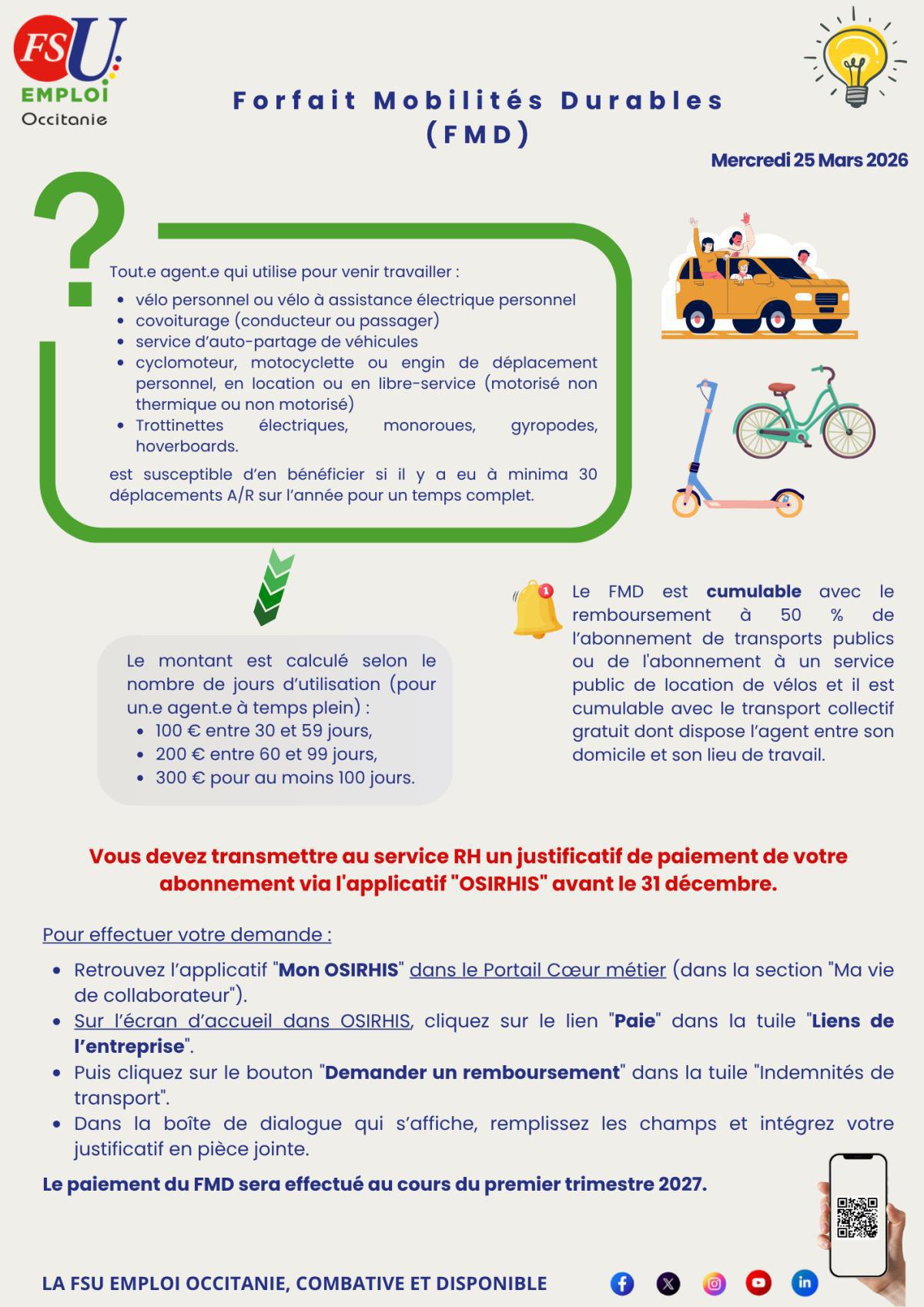 FSU.tile : Forfait Mobilités Durables (Calendrier)