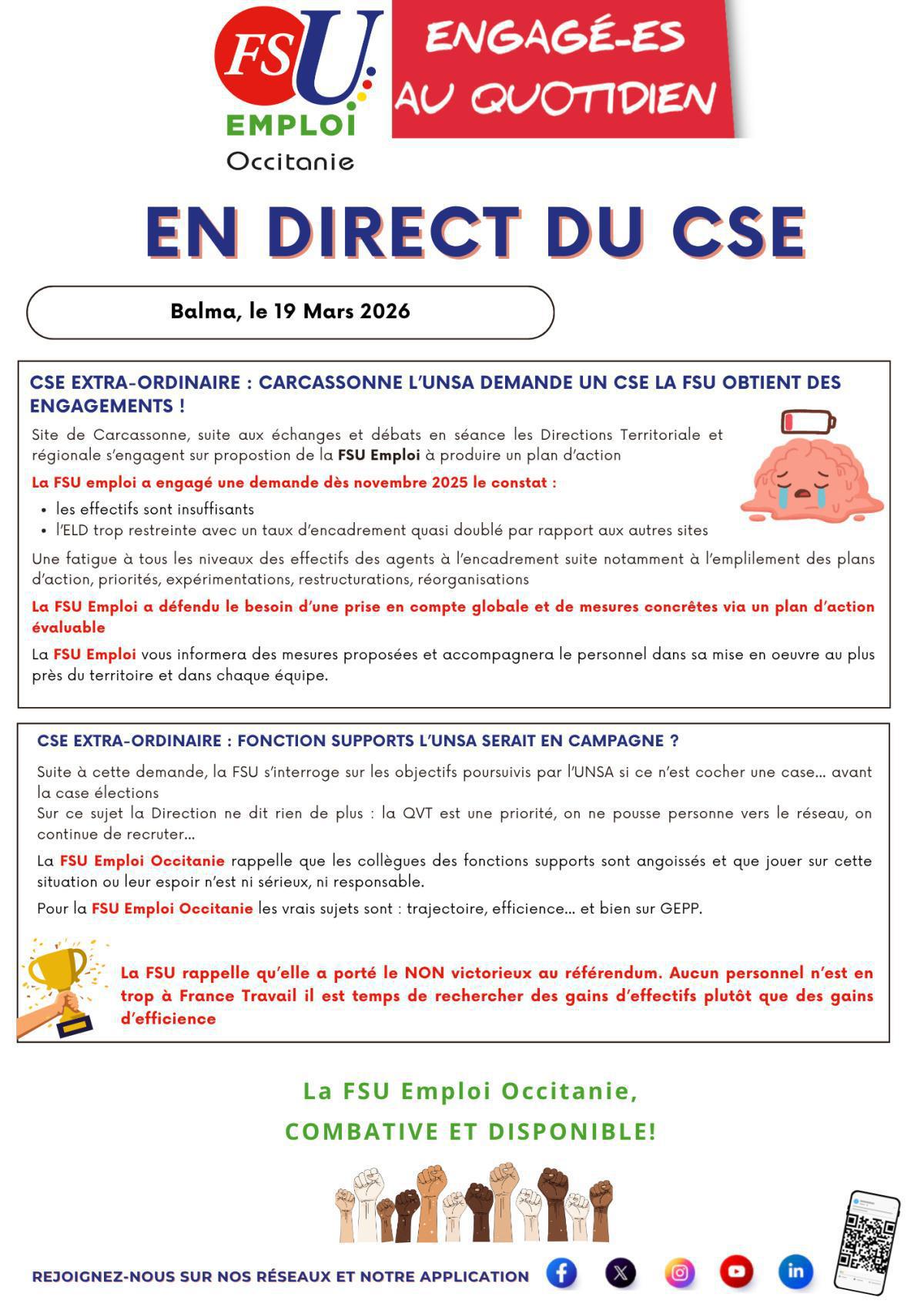 En Direct du CSE - Séances des 19 et 20 Mars