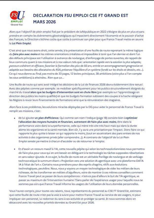 Déclaration sur les orientations Grand Est 2026 