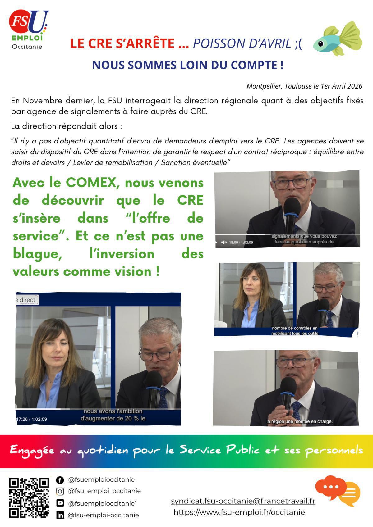 Le CRE s'arrête... POISSON D'AVRIL ;-(