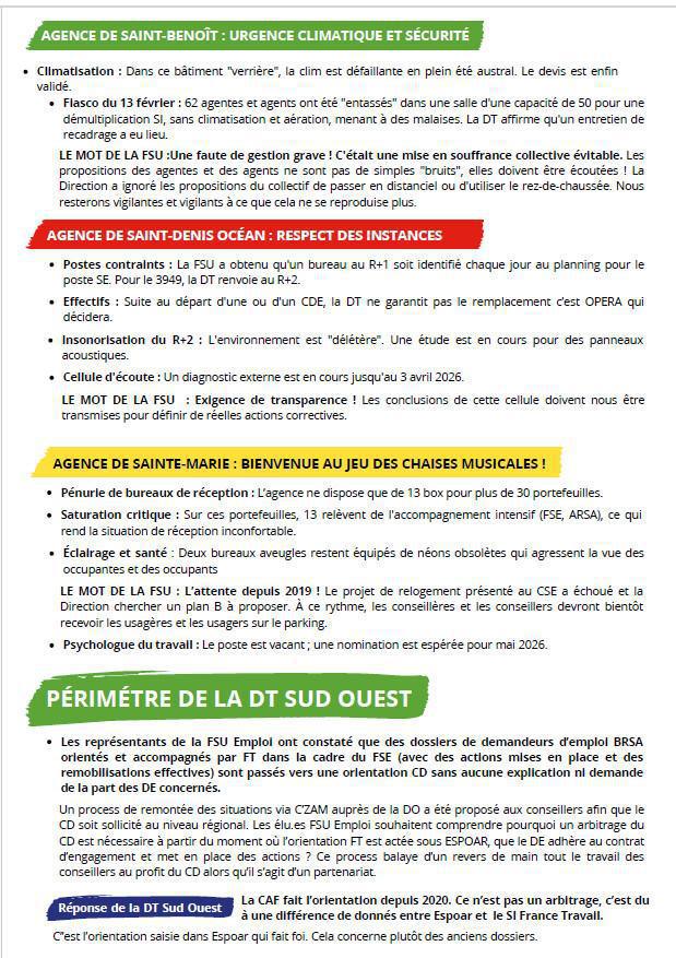 Les RP FSU Emploi Réunion à vos côtés. Mars 2026 Les RP FSU Emploi Réunion à vos côtés. Mars 2026