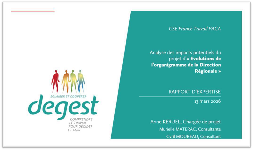 RAPPORT D'EXPERTISE : Impacts du projet d’« Evolutions de l’organigramme de la DR »