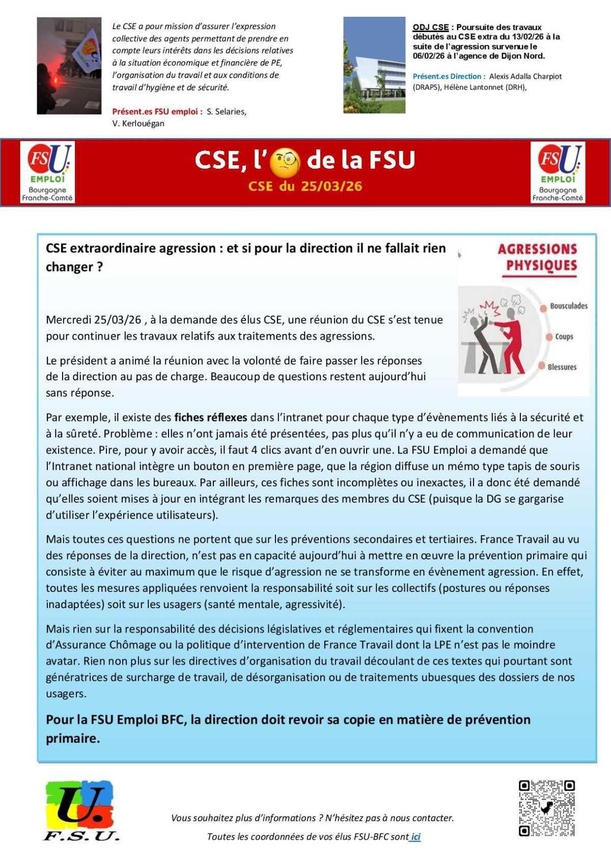 L'oeil de la FSU - CSE extraordinaire de mars 