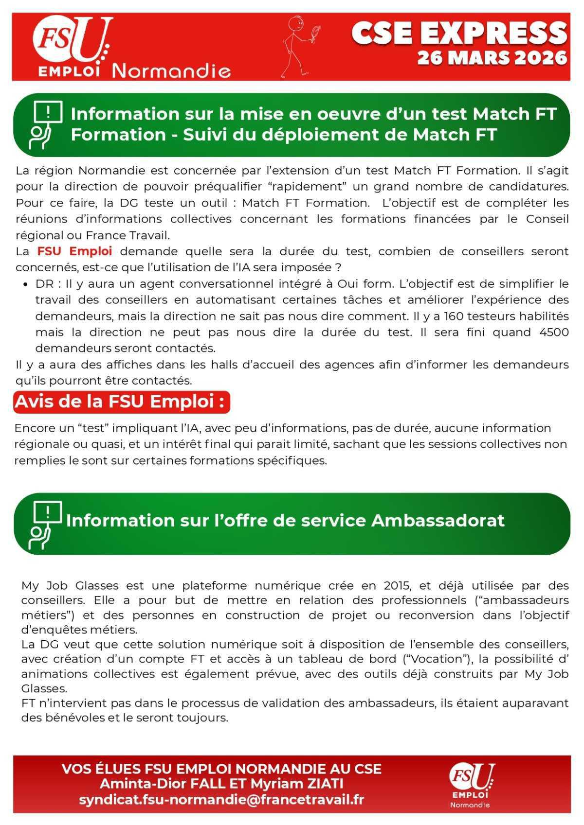CSE Express du 26 mars 2026
