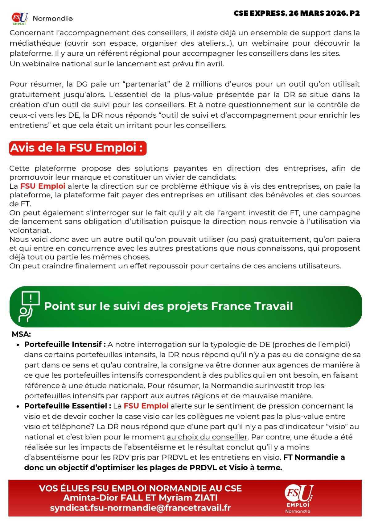 CSE Express du 26 mars 2026