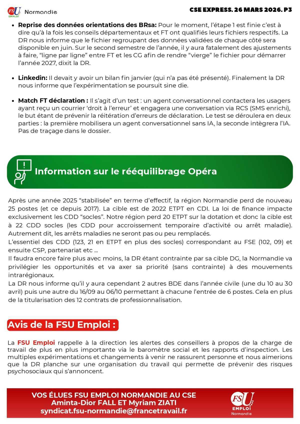CSE Express du 26 mars 2026