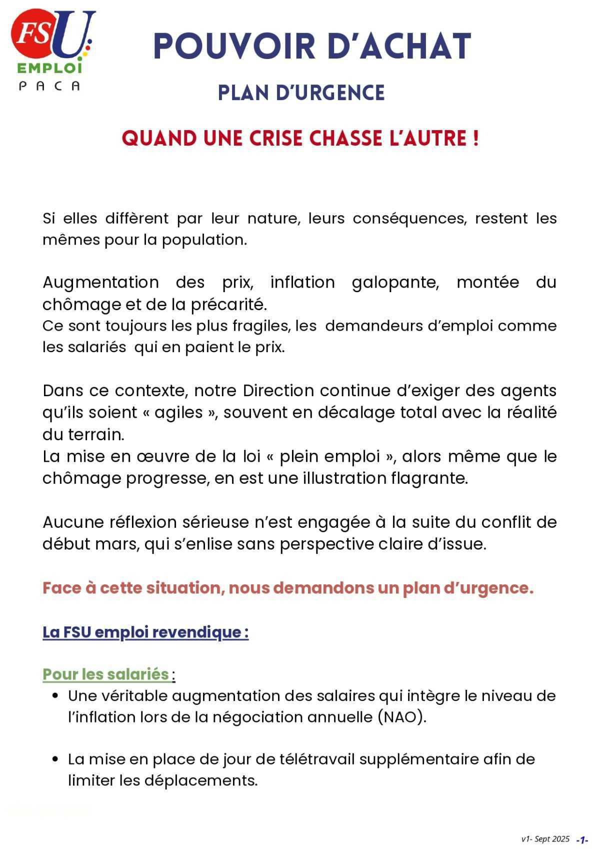 POUVOIR D'ACHAT - Quand une crise chasse l'autre