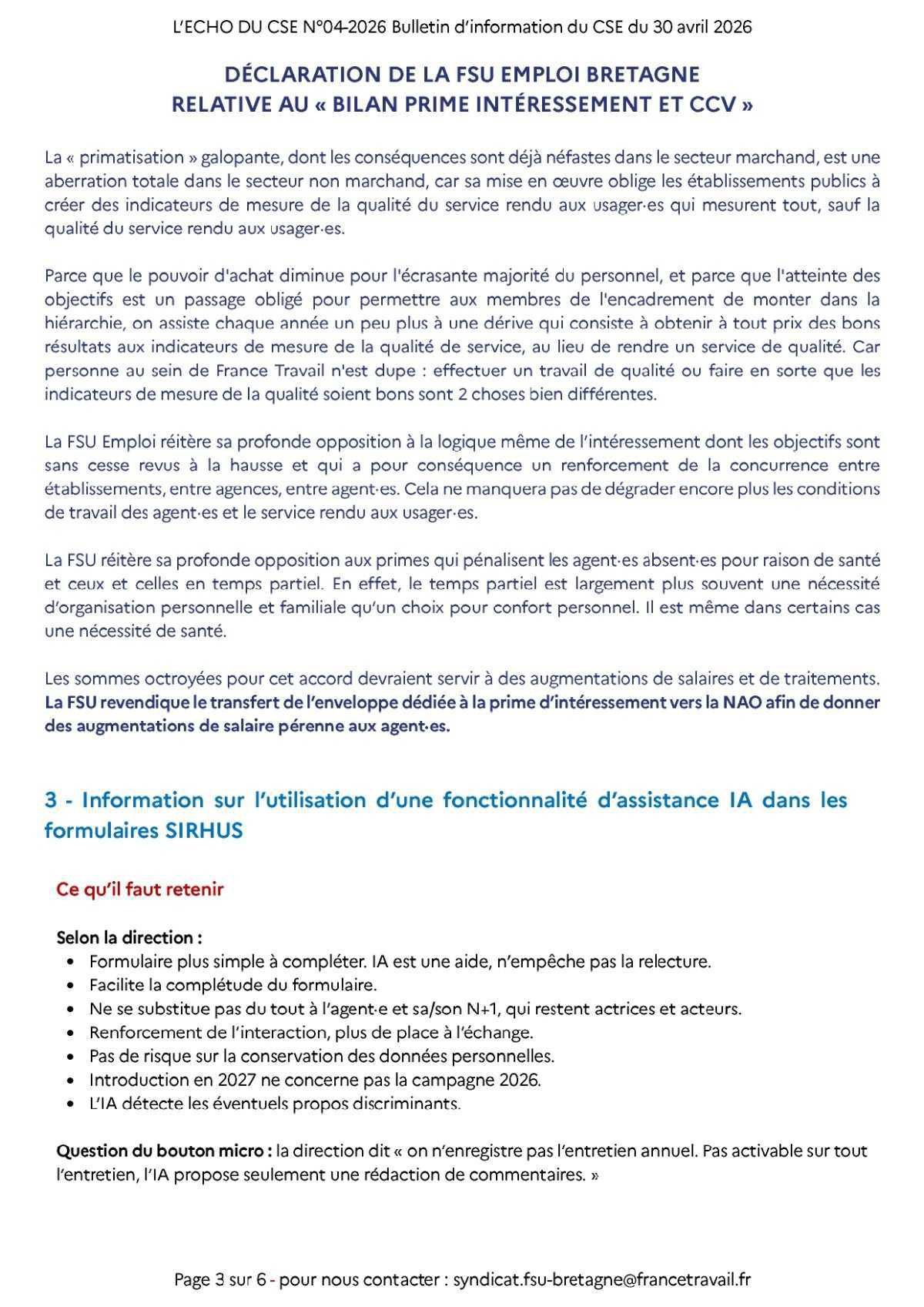 Echo du CSE Bretagne · N°04-2026