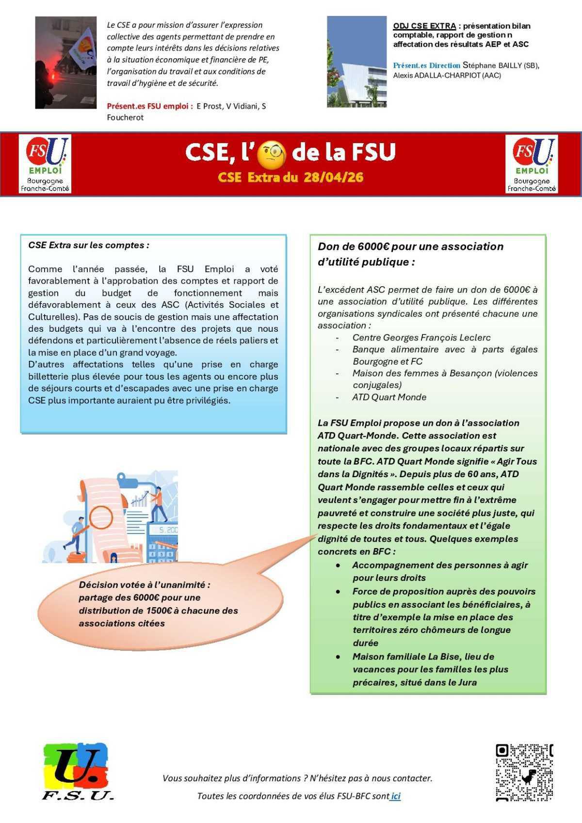 L'oeil de la FSU - CSE extra du 28 avril 