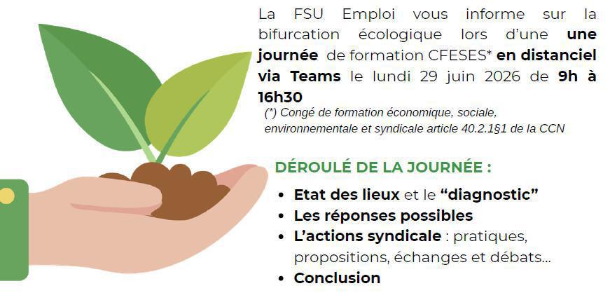 URGENCE ECOLOGIQUE: formation syndicale le 29 juin