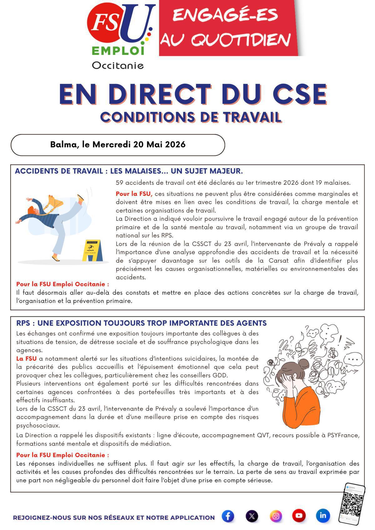 En Direction du CSE - 20 Mai 2026, conditions de travail