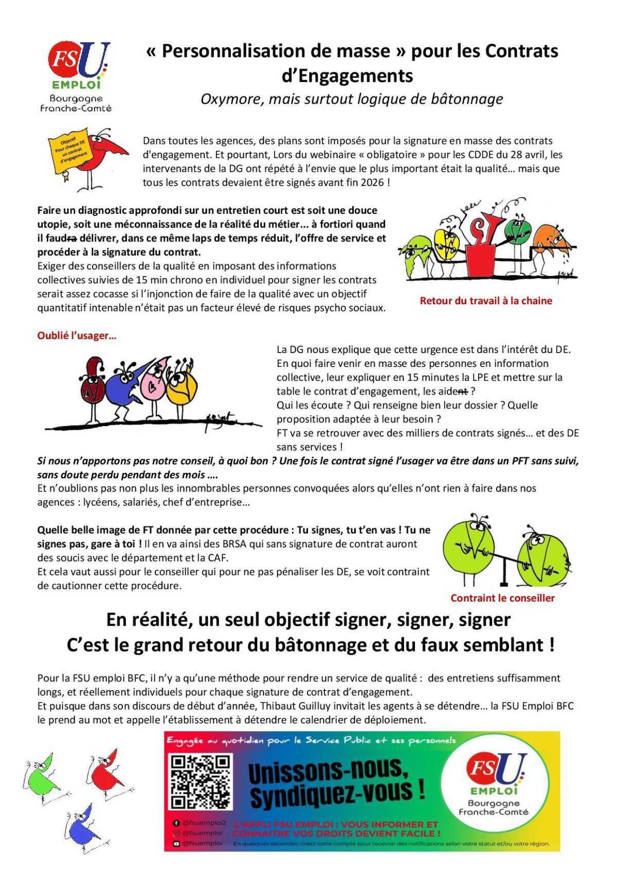 « Personnalisation de masse » pour les Contrats d’Engagements Oxymore, mais surtout logique de bâtonnage