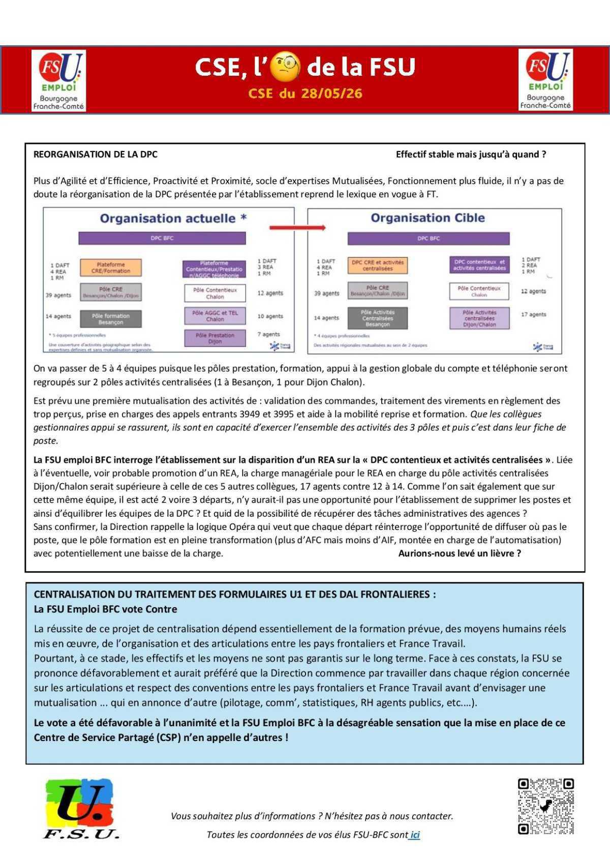 L'oeil de la FSU Emploi - CSE ordi du 28 mai 2026 L'oeil de la FSU Emploi - CSE ordi du 28 mai 2026