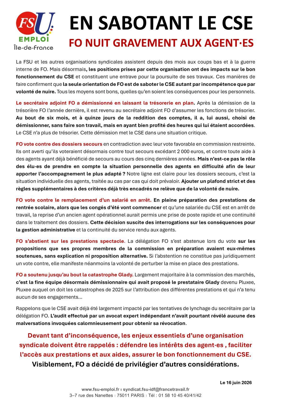 FO et usage de faux 2026