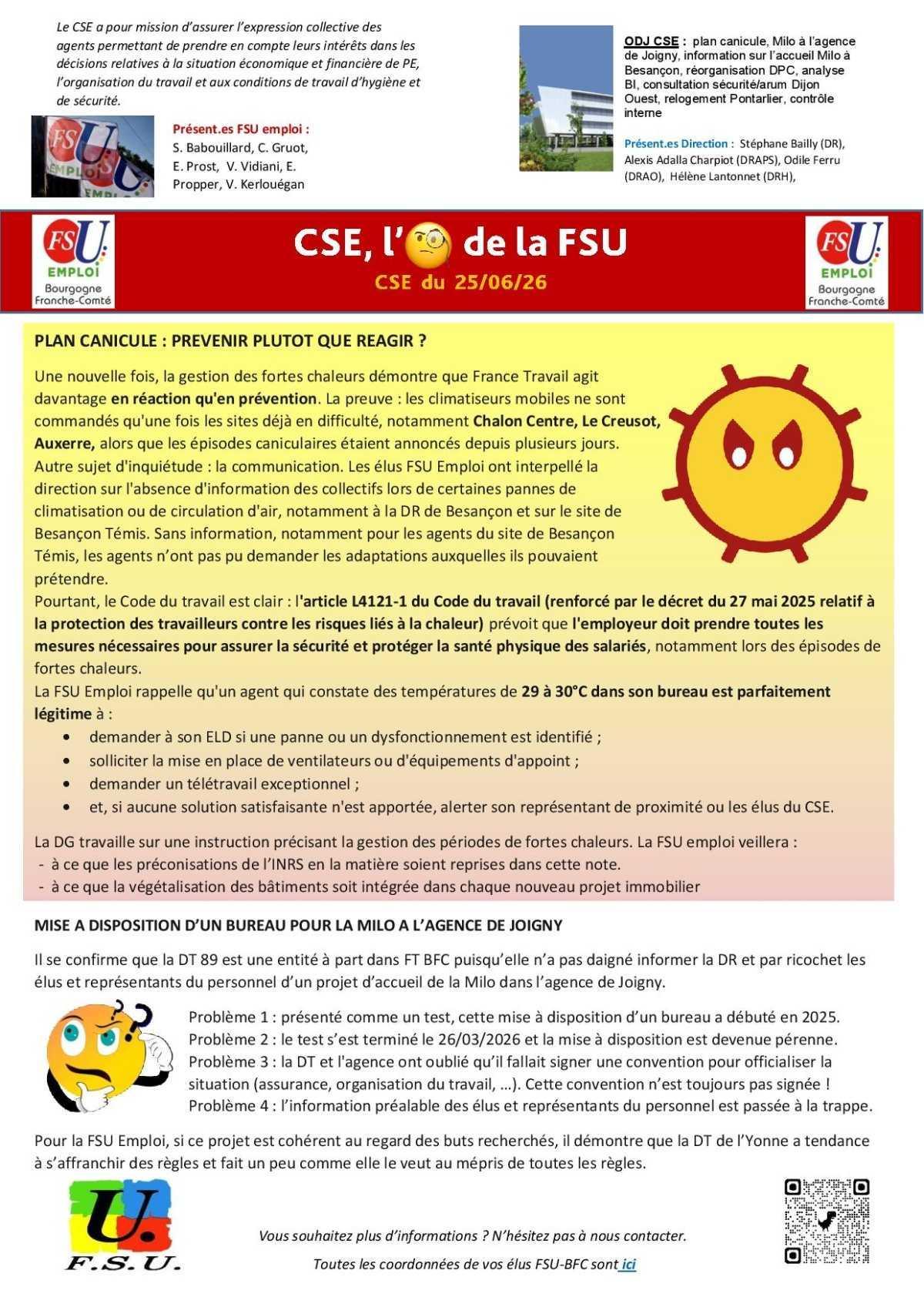 L'oeil de la FSU - CSE ordinaire de juin 2026